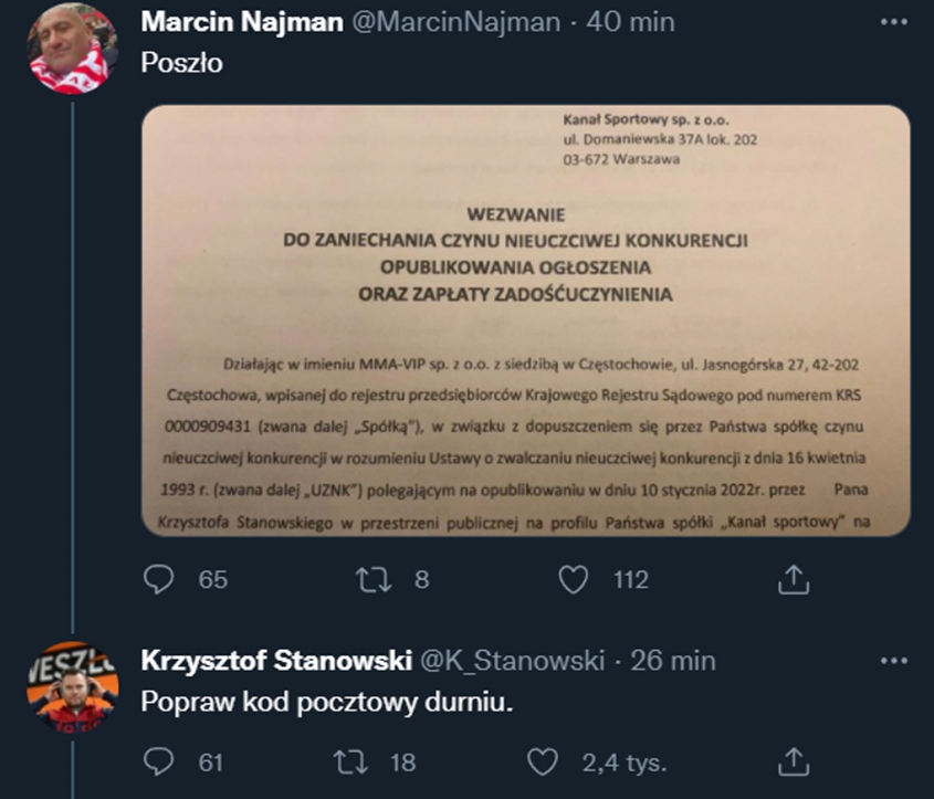 ODPOWIEDŹ Krzysztofa Stanowskiego na tweeta Marcina Najmana! :D